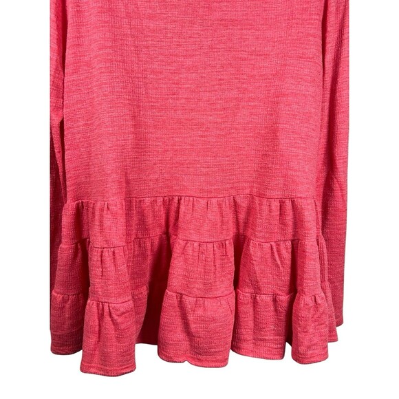 Deletta Anthropologie Pink Tiered Swing Shirt Tunic V-Neck Long Sleeve Women M - Picture 9 of 11